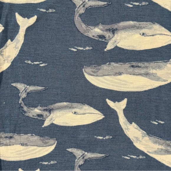 New Milkbarn Blue Whale Newborn Boys 0-3M Girls Gown & Hat Set Bamboo Layette - Picture 2 of 5